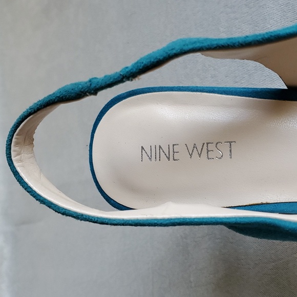 NINE WEST Teal Suede Leather Upper Slingback Heels SIZE: 9M - Picture 8 of 13